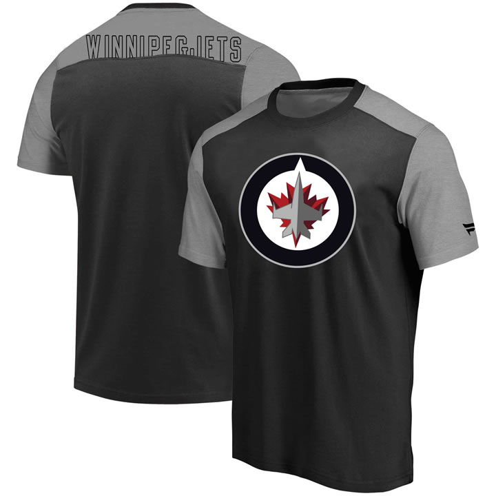 Winnipeg Jets Fanatics Branded Iconic Blocked T-Shirt Black Heathered Gray,We sell and wholesale Winnipeg Jets Fanatics Branded Iconic Blocked T-Shirt Black Heathered Gray on line form chian!
